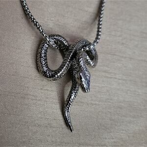 Silver coiled snake chain necklace